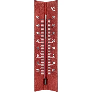 Termómetro de ambiente em madeira (-20 a +50°C), cor de mogno, 15 cm