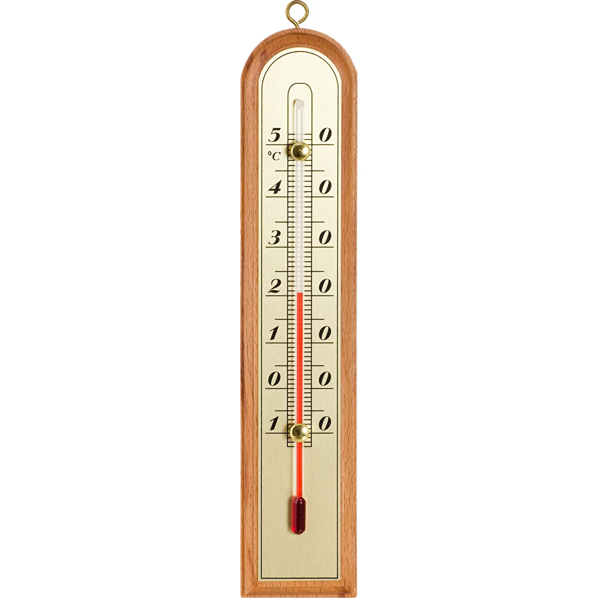 Termómetro de interior com escala dourada (-10°C a +50°C) 22 cm, sortido