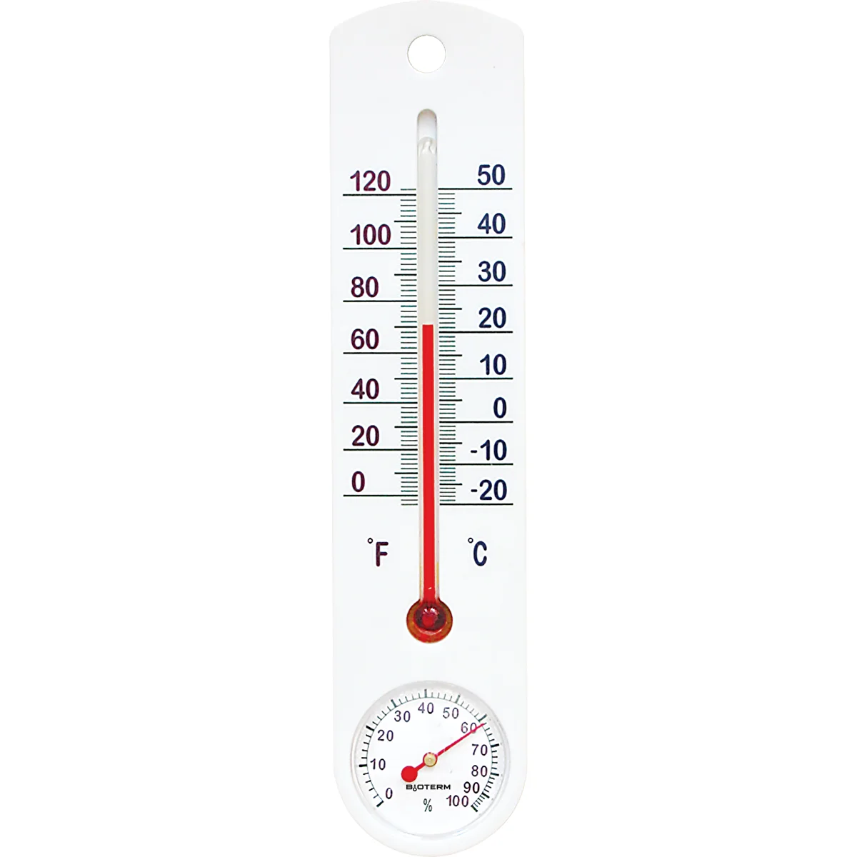 Termómetro universal branco com higrómetro (-20°C a +50°C) 25 cm