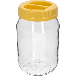 Frasco TO 1,7 L com tampa amarela de plástico, com pega, fi 100, 1 un.