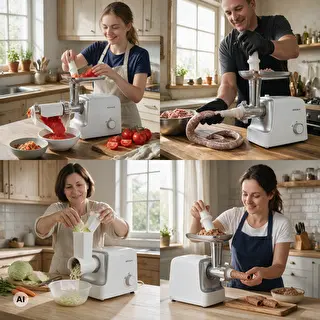 Máquina de picar carne com cortador, passador e acessório para encher enchidos, 1500 W – photo 8