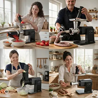 Máquina multifunções de picar carne — com painel tátil, cortador de legumes e passador, 2000 W – photo 9