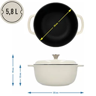 Panela de ferro fundido esmaltada - ecru, 5,8 L – photo 4