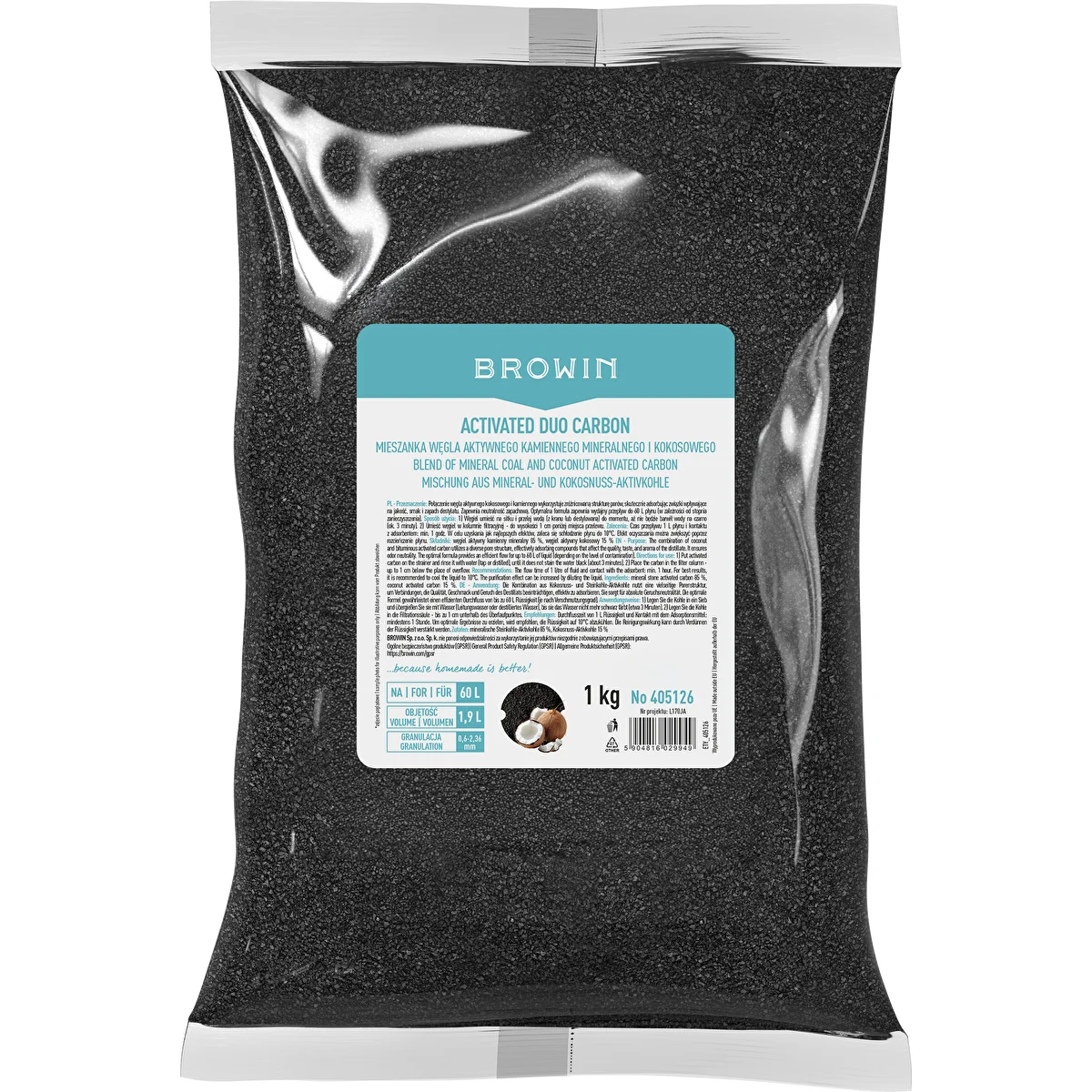 Activated Duo Carbon – mistura de carvão ativado mineral (de rocha) e de coco, 1 kg, para 60 L