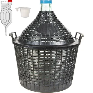 Kit de vinho básico: garrafão de vidro 15 L em cesto de plástico, com rolha e borbulhador de fermentação