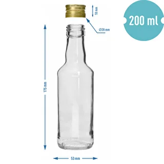 Garrafa clássica para destilados 200 ml, com tampa dourada fi 28, 1 un. – photo 5