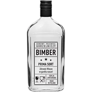 Garrafa chata 500 ml com tampa de rosca, estampagem “Bimber PRL”, 1 unidade
