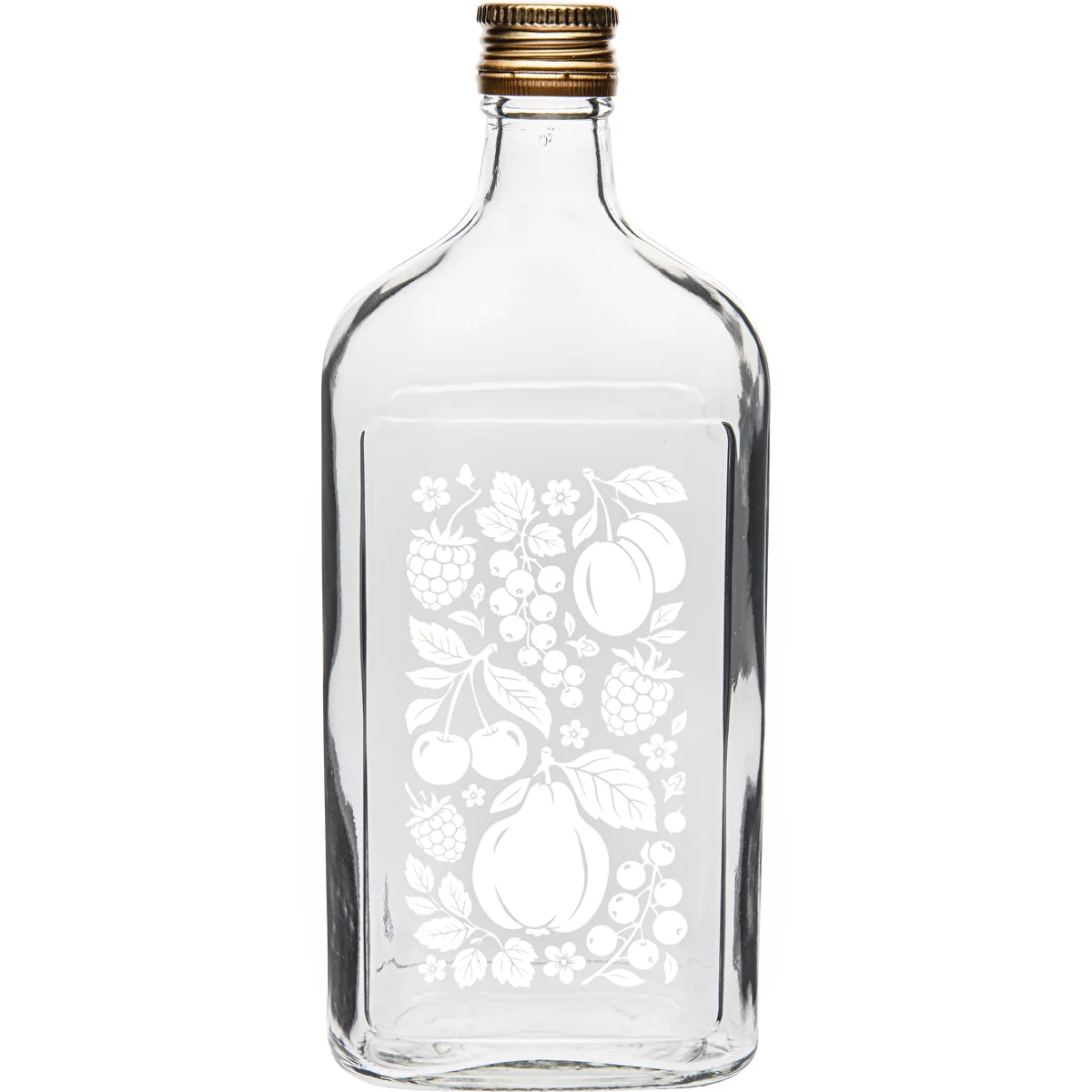 Garrafa tipo cantil 500 ml com tampa de rosca e motivo “Frutas” — modelo 2