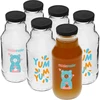 Butelka twist off 330 ml z zakrętką fi43 i kolorowym nadrukiem - 6 szt. ['butelka Kubuś', ' butelka dla dzieci', ' butelka z nadrukiem', ' butelka na sok', ' butelka na przecier pomidorowy', ' butelka na syrop', ' butelka 330 ml', ' butelka z zakrętką', ' butelka z klikiem', ' butelka na smoothie']