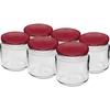 Frasco 212 ml fi66/4 com tampa bordeaux - 6 unidades ['conjunto de frascos', ' frascos para compotas', ' frascos com tampas', ' frascos fi 66', ' frascos com tampas de 4 garras', ' frascos com tampas bordeaux', ' para conservas', ' para pasteurizar', ' frasco para especiarias', ' frasco para polpa', ' frasco para mel', ' para cogumelos em conserva']