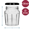 Frasco Compota 230ml com tampa preta fi63/4 - 6 peças - 8 