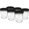 Frasco direito 350 ml com tampa preta fi82 - 6 unid. ['conjunto de frascos', ' frascos para fermentação e picles', ' frascos para compotas', ' frascos com tampas de rosca', ' frascos fi 82', ' frascos com tampas de 6 garras', ' frascos com tampas pretas', ' para conservas', ' para conservas em banho-maria', ' para carne', ' carne em frasco']