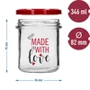 Frasco simples 346ml fi 82 com impressão colorida "Made With Love" e tampa bordô, 3 peças - 6 