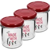Frasco simples 346ml fi 82 com impressão colorida "Made With Love" e tampa bordô, 3 peças - 2 