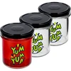 Frasco simples 346ml fi 82 com impressão colorida "Yum Yum" e tampa preta, 3 peças  - 1 