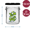 Frasco simples 346ml fi 82 com impressão colorida "Yum Yum" e tampa preta, 3 peças - 6 