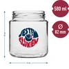 Frasco TO 580ml fi 82 com impressão colorida e tampa preta, 3 peças. - 6 