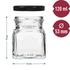 Frasco twist off 120ml - Quatro cantos fi 53 com tampa preta, 6un - 6 