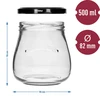Frasco twist-off 500ml "Ânfora Invertida" com tampa preta fi 82/6, 6 unidades - 9 