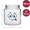 Frasco twist-off 580ml com impressão de Carinha e tampa fi 82/6 - 3 peças - 7 