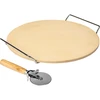 Pedra para pizza com alça e cortador, de cordierita, redonda 33 cm - 2 