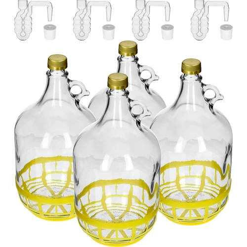 4 x Dama 5L com rolha, tubo de fermentação, tampa e cesto  - 1 