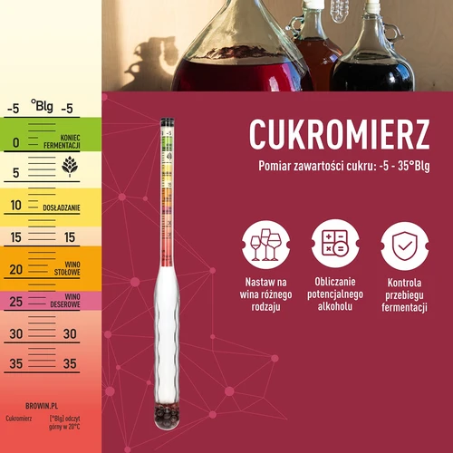 Açucareiro inquebrável com tubo de ensaio, faixa de medição: -5-35°Blg - 5