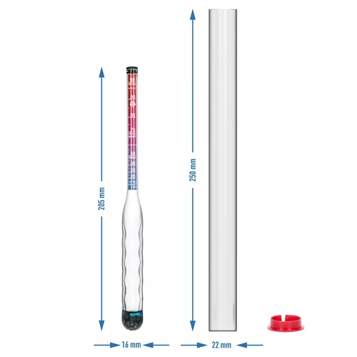 Alcoómetro inquebrável com proveta, faixa de medição 20-98% - 7