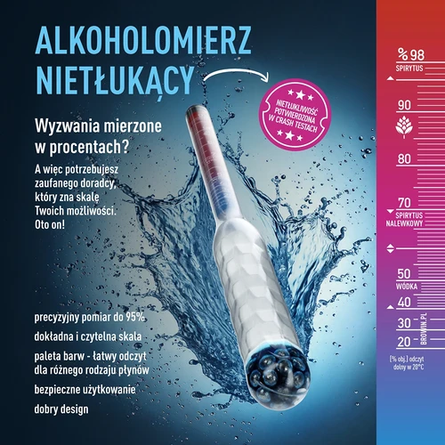 Alcoômetro inquebrável com tubo de ensaio, faixa de medição 20-98% - 5