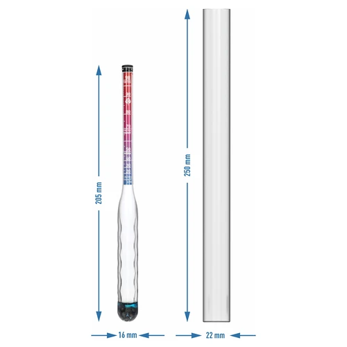Alcoómetro inquebrável com tubo de ensaio, intervalo de medição 20-98% - 7