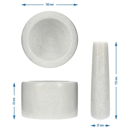 Almofariz de cozinha de mármore, branco, diâmetro 10 cm - 10