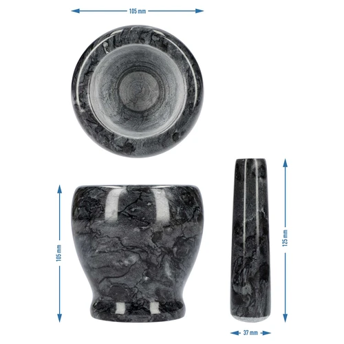 Almofariz de cozinha de mármore, preto, diâmetro 10,5 cm - 10