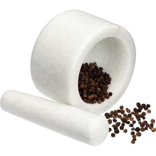 Almofariz de cozinha em mármore, branco, Ø 10 cm - 9