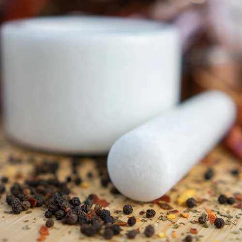 Almofariz de cozinha em mármore, branco, Ø 10 cm - 12