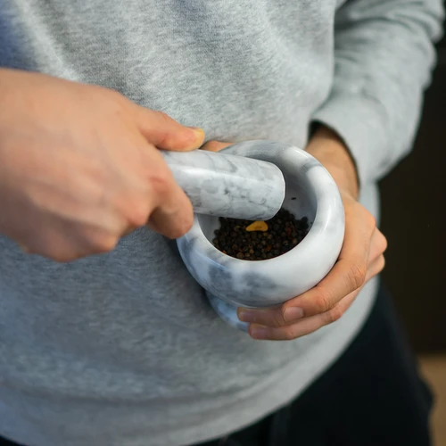 Almofariz de cozinha em mármore, cinzento, Ø 10,5 cm - 13