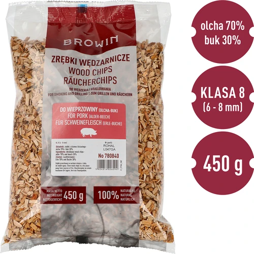 Aparas de madeira para fumar/grelhar 70% amieiro + 30% faia, 450 g, classe 8 - 3