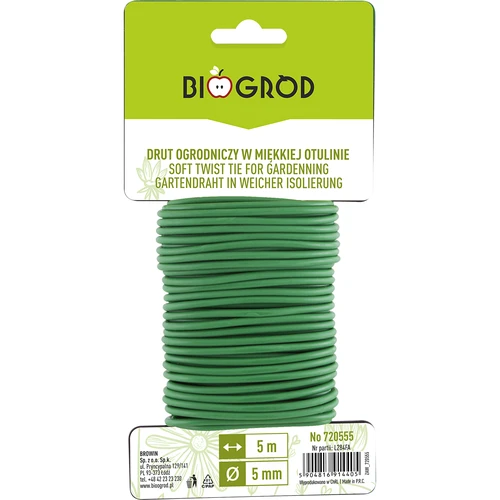 Arame de jardinagem com revestimento macio 5 m x 5 mm