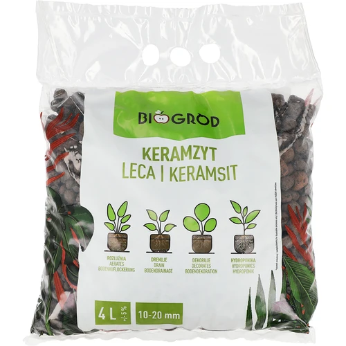 Argila expandida para plantas em vasos, jardinagem e florestas em vidro 10–20 mm, 4L  - 1 