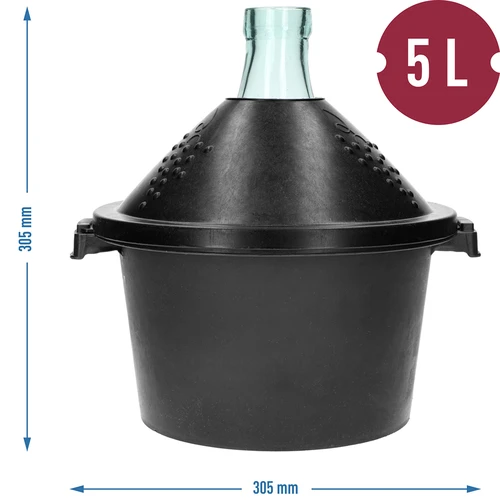 Balão de vidro para vinho 5 L - com cesto de plástico - 7