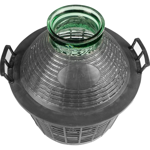 Balão para vinho 20 L com gargalo largo em cesto de plástico - 3