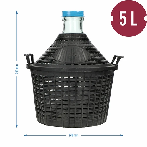 Balão para vinho 5L em cesto de plástico - 6