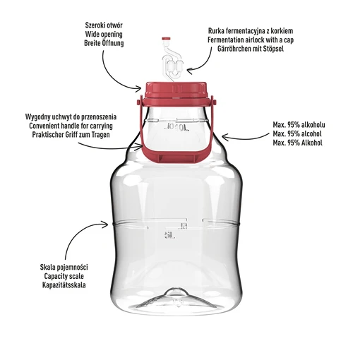 Balão para vinho leve, inquebrável, com alça, 10 L - 4