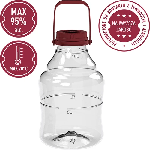 Balão para vinho leve, inquebrável, com alça, 10 L - 5