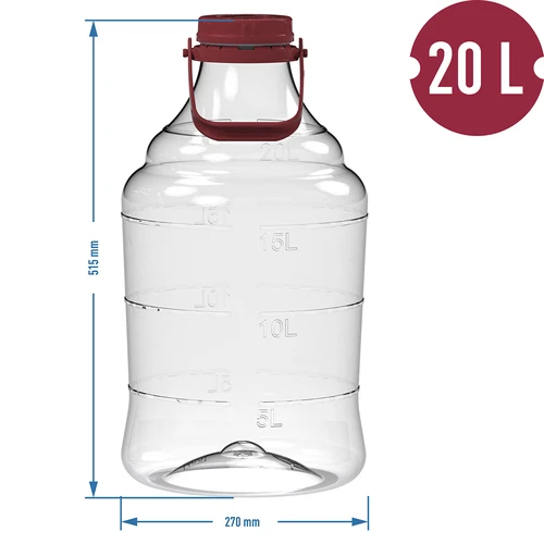 Balão para vinho leve, inquebrável com alça, 20 L - 6