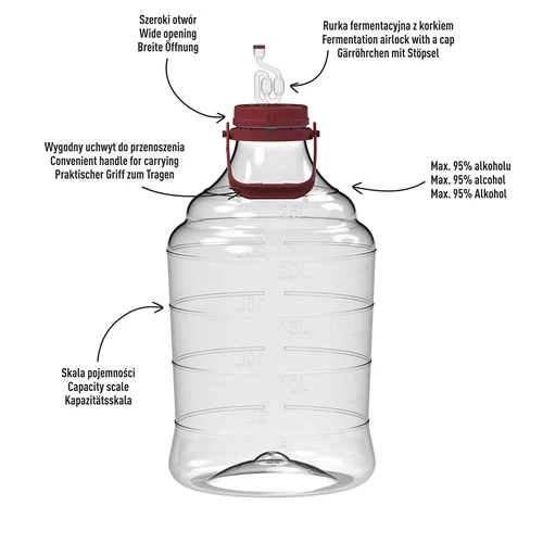 Balão para vinho leve, inquebrável, com alça, 25 L - 4