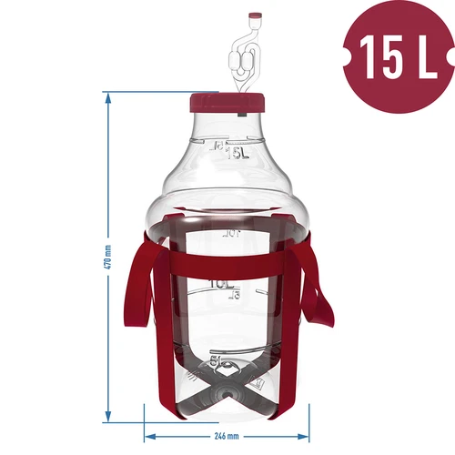 Balão para vinho leve, inquebrável, com alças, 15 L - 6