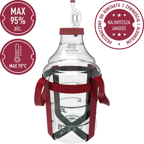 Balão para vinho leve, inquebrável, com alças, 20 L - 5