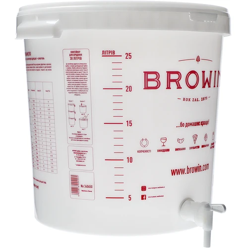 Balde de fermentação 30 L com tampa, torneira e borbulhador UA - 5