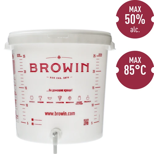 Balde de fermentação 30 L com tampa, torneira e borbulhador UA - 6