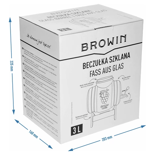Barril de vidro 3 L, com boca larga, rolha, suporte e torneira - 8